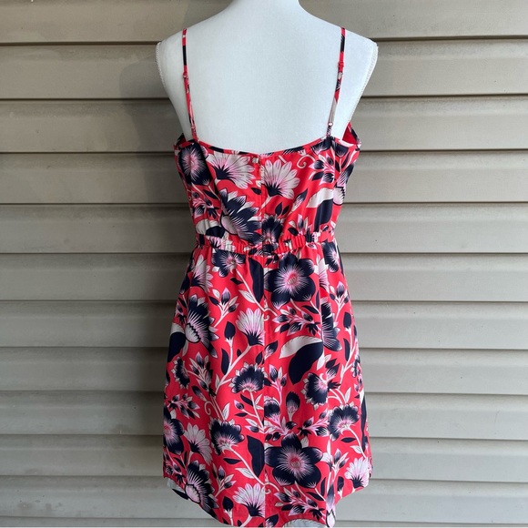 •J Crew Factory• Red Hibiscus Seaside Floral Dress - Size 10 - Picture 6 of 11